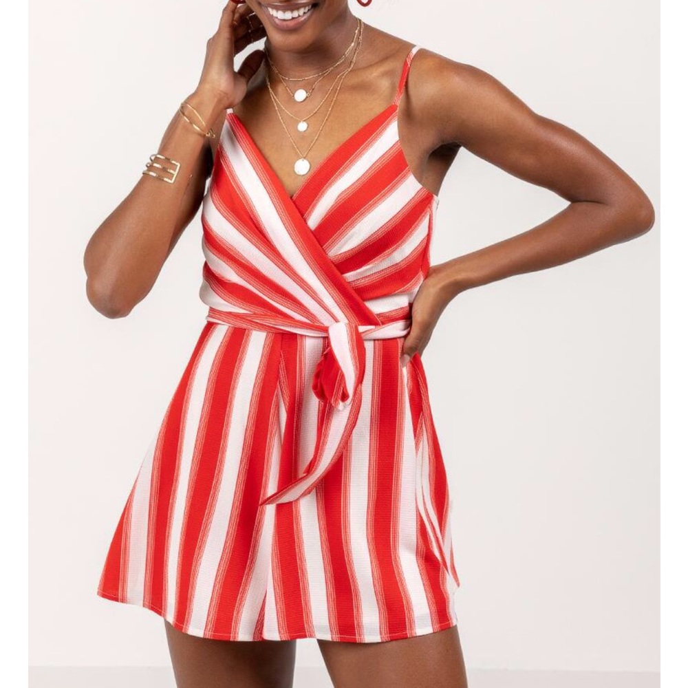 Red and White Romper